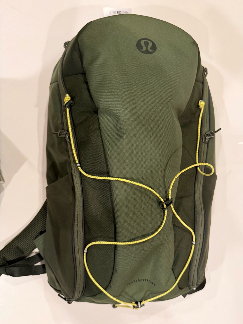 lululemon scuba Olive Green Backpack with Yellow Bungee